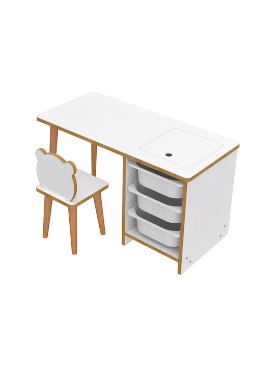 Kids Melamine Desk White 90x42x50cm