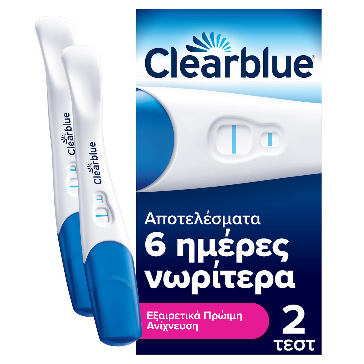 Clearblue Διπλό Τεστ Εγκυμοσύνης Εξαιρετικά Πρώιμη Ανίχνευση 2 Τεμάχια