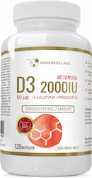 Progress Labs Vitamina D3 Forte Supliment Alimentar 120 Capsule