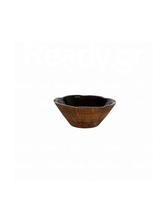 Ready Serving Bowl Round Wooden Black with Diameter 20cm 2pcs