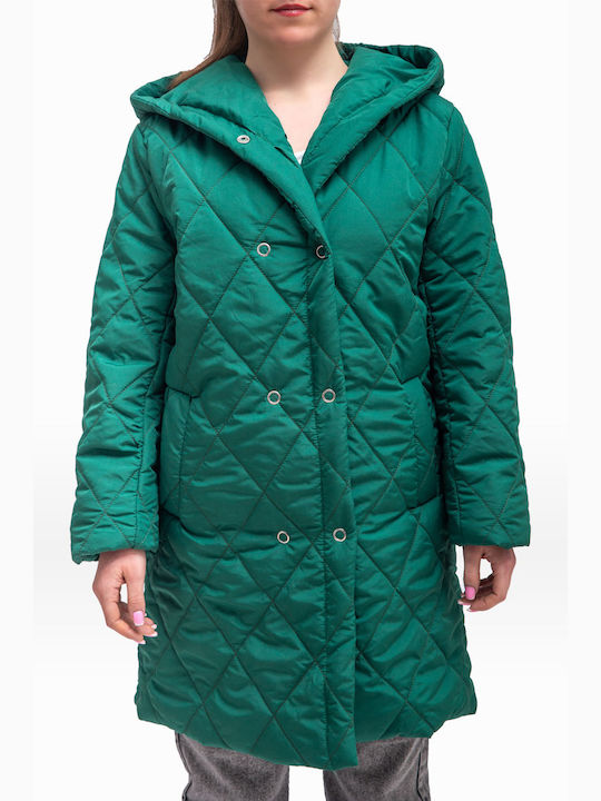 Lang Damen Puffer Jacke für Winter Green