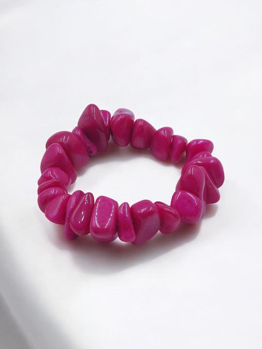 Fuchsiafarbenes Knochenarmband mit Acrylsteinen