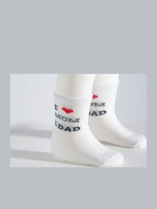 Șosete Copil I Love Mom + Dad Albe