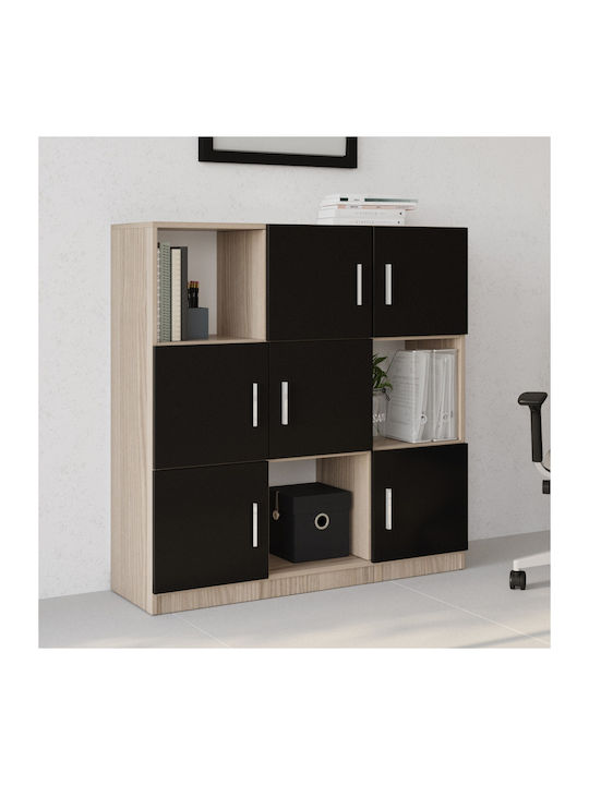 Bibliotecă Elmstead Stejar/Negru 119.9x37.6x121.8 cm
