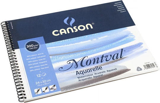 Μπλοκ Canson Montval 24x32cm 300gr Σπιράλ Cold Pressed 12 Φύλλα