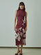 Satin Midi Skirt Bordeaux