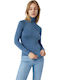 Fimelle Women's Long Sleeve Turtleneck T-Shirt Blue