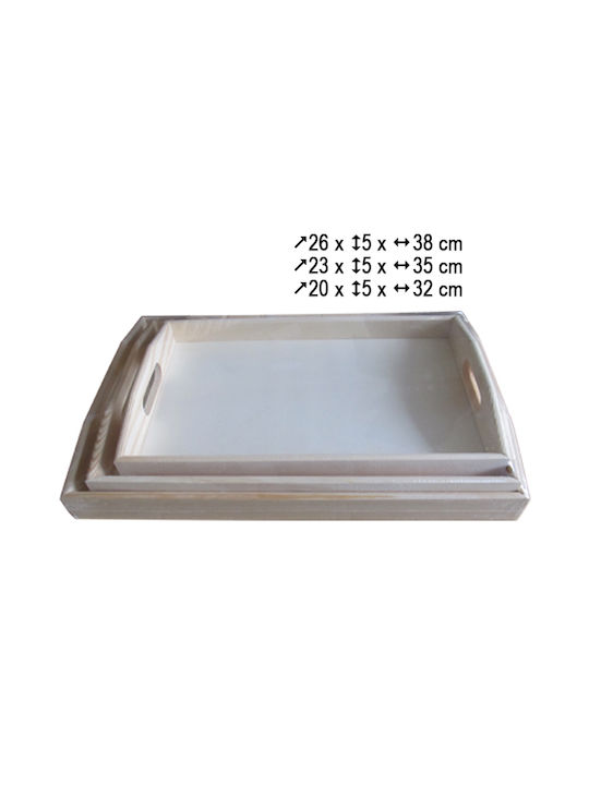 AGC Lemnos Dreptunghiular Tavă de Servire cu Mânere în Culoare Alb 20601179 2buc