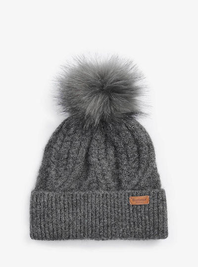 Elsdon Pom Pom Beanie Γυναικείος Σκούφος Πλεκτός σε Γκρι χρώμα