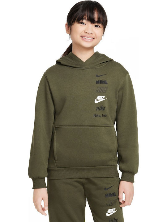 Nike Fleece Kinder-Sweatshirt mit Kapuze und Taschen Haki K Nsw Club