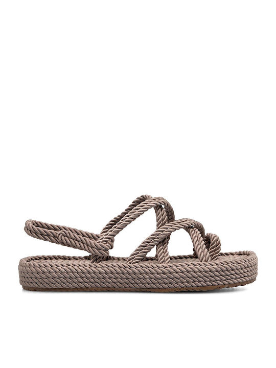 Exe Flache Sandalen für Damen in Braun Farbe