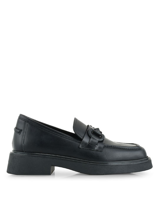 Tsakiris Mallas Leather Women's Loafers in Black Color