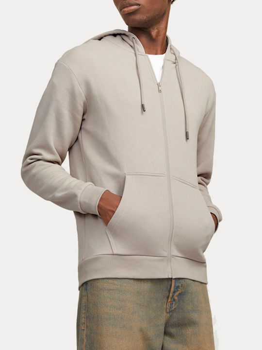 Jack & Jones Men's Sweatshirt Jacket with Hood Moonbeam