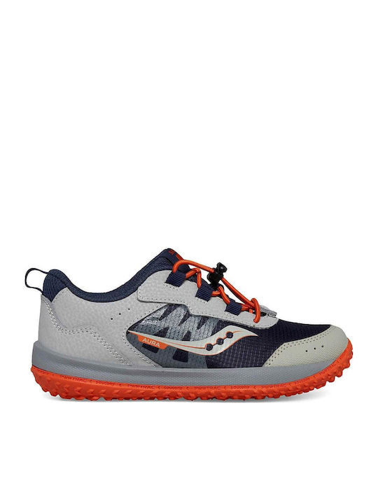 Aura Kids Sports Shoes Running with Laces Grey / Orange