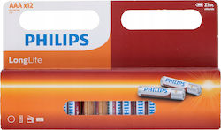Philips Longlife Zinc Battery Set Aaa/r03 1.5v 12 Pcs