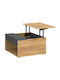 Square Central Coffee Table Atzi Wooden with Lifting Mechanism Oak Anthracite M80xL80xH45cm
