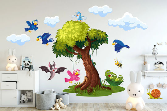 Set de Stickere de Perete pentru Copii cu Copac și Păsări Colorate 120x240