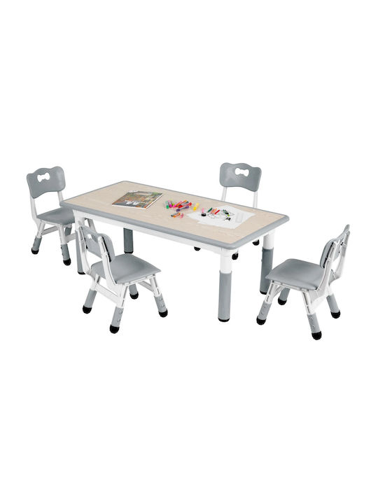 Kids Table and Chairs Set for Painting made of Plastic Gray