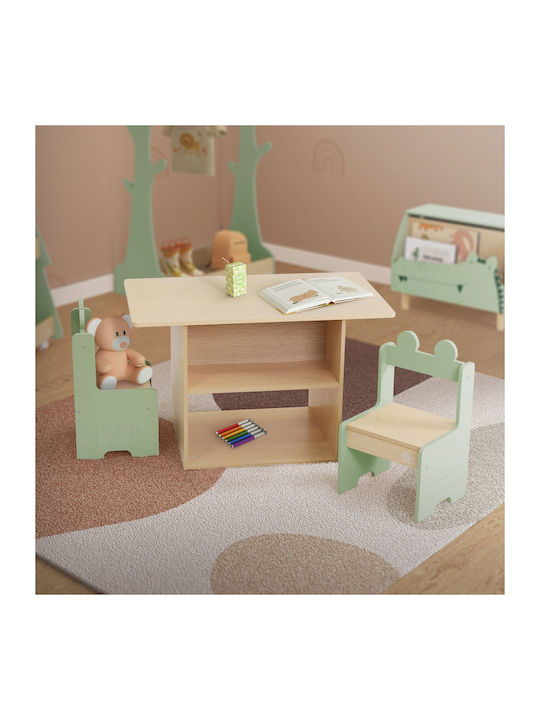 Kids Table and Chairs Set for Painting made of Wood Beige Joyz
