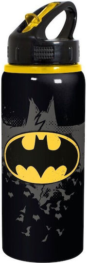 Stor Kids Water Bottle Batman Aluminium with Screw Cap Non Spill Black 730ml