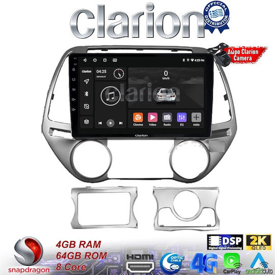 Clarion Car Audio System for Hyundai i20 2008>2013 (Bluetooth/USB/WiFi/GPS/Apple-Carplay/Android-Auto)