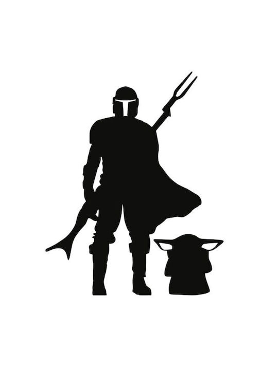 Decorațiune de Perete din Metal Krodesign Mandalorian & Yoda Dimensiune 60 Cm Negru Grosime 1.5 Mm