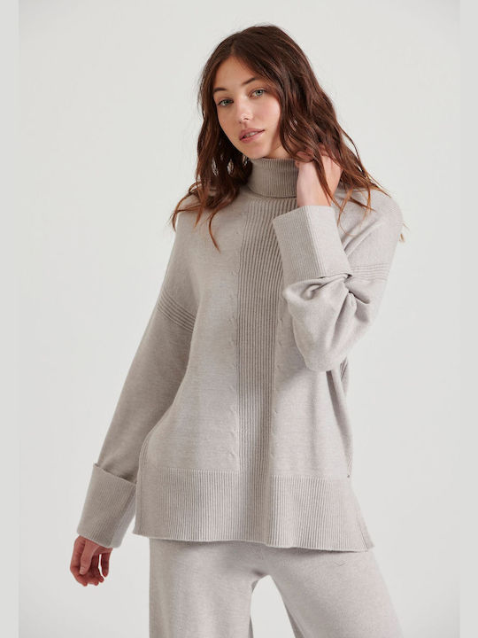 Funky Buddha Women's Sweater Turtleneck Gray