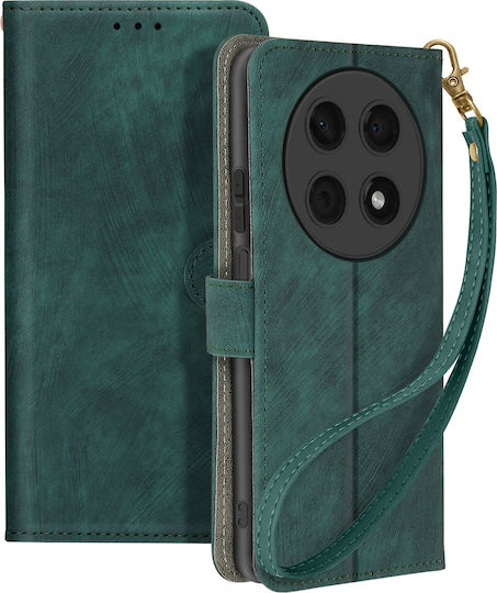 Avizar Hülle Huawei Nova 12i Gebürstete Effekt Wallet Stand Dunkelgrün