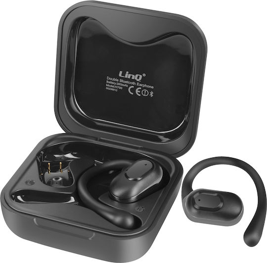 LinQ H700 Offenes Ohr Bluetooth-Freisprecheinrichtung Kopfhörer mit Ladeetui Schwarz