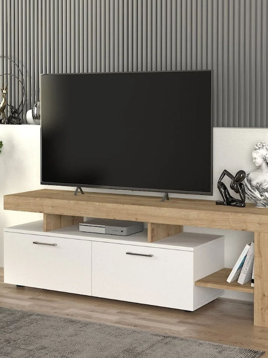 TV Stand Acnes White - Sapphire Oak M160xD40xH53cm