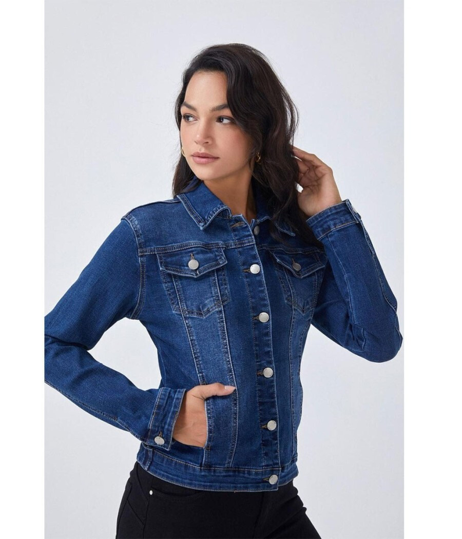 Kurze Jeansjacke Kombinieren Modische Jeans Jacken Damen Jacken