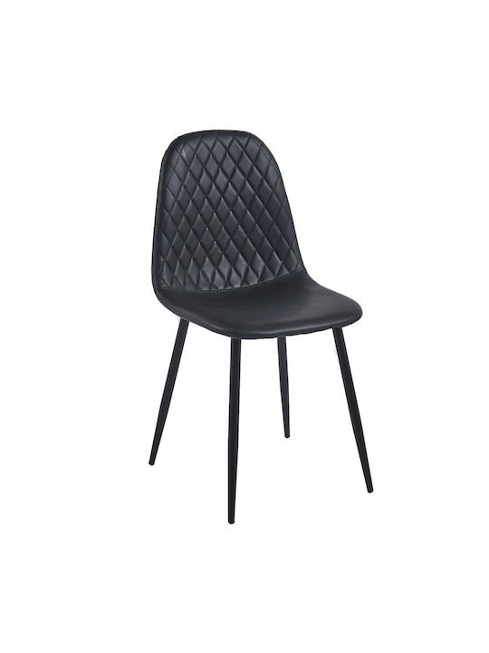 Lina Chair H84x43x40cm Metal Legs Black Faux Leather