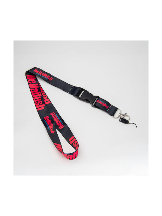 Μπρελόκ Λαιμού Lanyard Hellaflush Μαύρο-κόκκινο