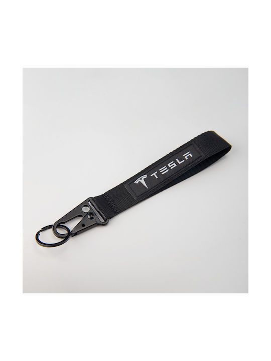 Tesla Black Fabric Keychain