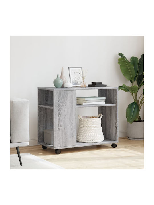 Rectangular Side Wooden Coffee Table with Gray Sonoma Wheels W70xL35xH60cm