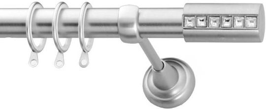 Metallic Curtain Pole Eco Iris Strass Double with Rod Φ25mm 120cm Nickel Satin