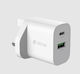 Devia Φορτιστής Χωρίς Καλώδιο με Θύρα USB-A και Θύρα USB-C 20W Λευκός (3-Pin UK Charging)