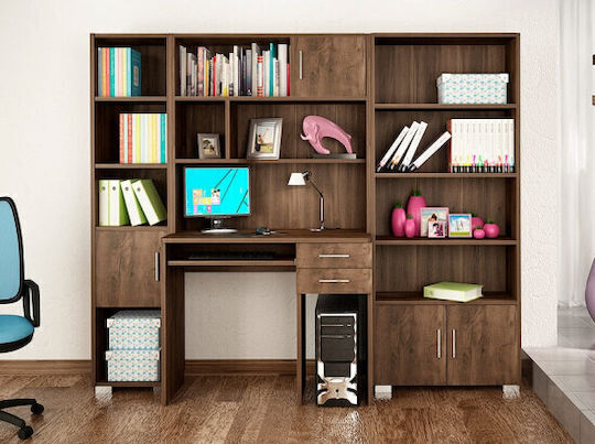 Birou pentru copii cu Bibliotecă din Melamină Maro 215x55x180cm