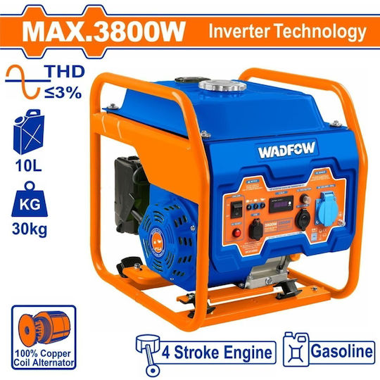 Wadfow Generator Inverter Gasoline Four-stroke with Handle and Maximum Power 4.8kVA