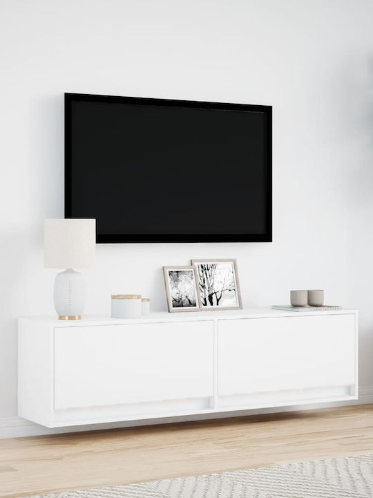 Stand TV Alb Cu Iluminare LED L140xA31xÎ38cm