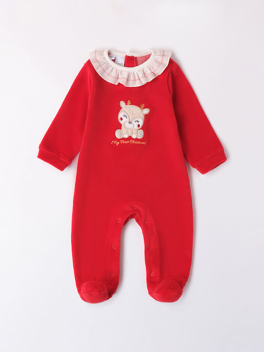 iDO Baby Bodysuit Long-Sleeved Velvet Red