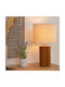 Atmosphera Wood Table Lamp for Socket E27 with White Shade and Brown Base