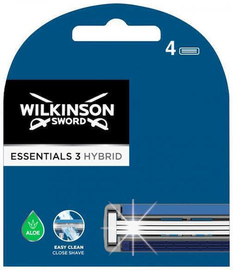 Wilkinson Sword Essentials 3 Replacement Heads with Blades Lubricious Strip 4pcs