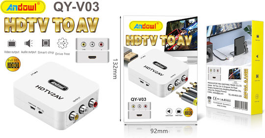 Andowl Qy-v03 HDMI Converter Female To RCA Female White