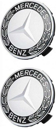 Τάπες Κέντρου Ζάντας Mercedes Benz με Εσωτερική Διάμετρο 75mm Μαύρο 2τμχ