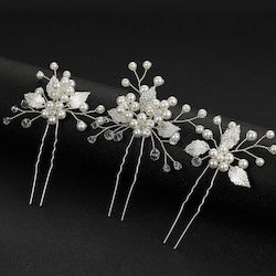 TakTakBaby 3pcs Silver Pearl Hair Pin
