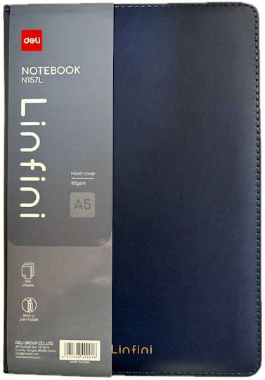 Deli Notebook 144 Sheets A5 Ruled with Pen Holder Blue