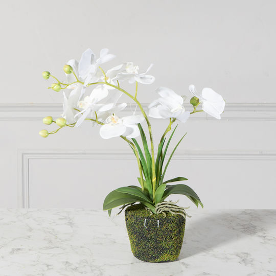 Künstliche Pflanze im Topf Orchidee Weiß 42cm Supergreens