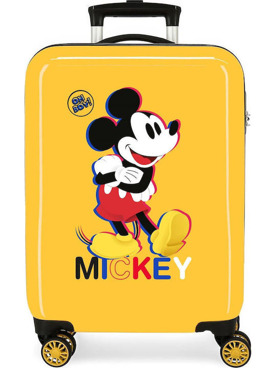 Disney Mickey 3d Παιδική Βαλίτσα Ταξιδίου Καμπίνας Σκληρή Κίτρινη με 4 Ρόδες Ύψους 55εκ.