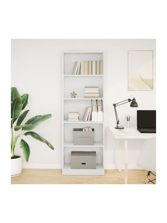 Bibliotecă Albă 60x24x176 cm